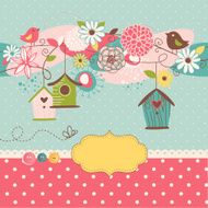 Retro Bird and Birdcage Design N9