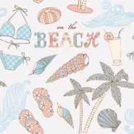 Summer vacation holiday card with swimsuit palm tree and shells