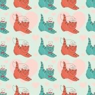 Pattern with kittens-married