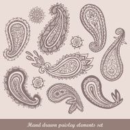 hand drawn paisley elements set