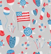 Illustration Hand Drawn American Patriotic Seamless Pattern Background