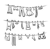 Clothes on the clothesline Sketch for your design N3
