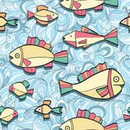 Seamless pattern wish funny fishes N3