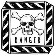 Skull and crossbones warning sign sketch