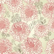 Hand drawn floral wallpaper with set of different flowers N23