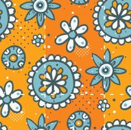 bright orange pattern with floral elements