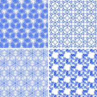 set of abstract blue ornate pattern background