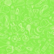 Sport and fitness seamless doodle pattern N7