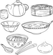Chinese food collection in sketch style