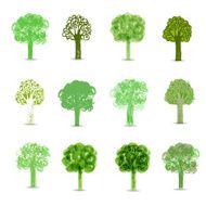 Vector set of different Silhouettes Trees Landscape 1 N2