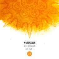 Orange watercolor brush wash with pattern - round doodle tribal N3