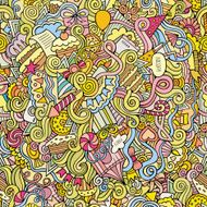 Cartoon doodles holiday seamless pattern N4