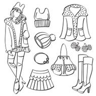 Fashion Lady with Clothing and Accessories N8