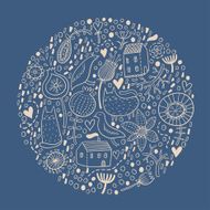 Round doodle pattern Circle background N2