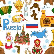 Sketch Russian seamless pattern N2