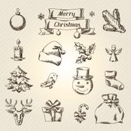 Set of Merry Christmas hand drawn icons and objects N3