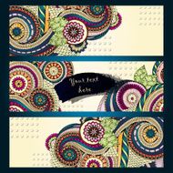 Ethnic Pattern Cards With Paisley Doodles and Cucumbers N2