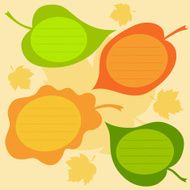 Set of autumn text frames in the form leaves