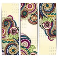 Ethnic Pattern Cards With Paisley Doodles and Cucumbers N3