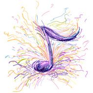 Music note in color sketch style N2