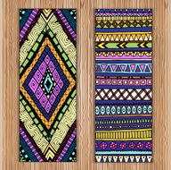 Abstract Ethnic Pattern Cards On Wood Background N2