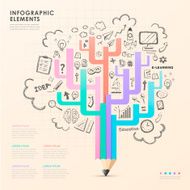 vector pencil tree infographic elements