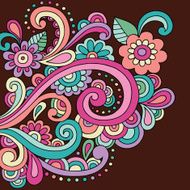 Groovy Psychedelic Abstract Paisley Doodle N3