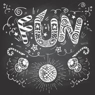 Fun hand-lettering typography on chalkboard