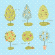 Collection of different doodle fruit trees N2