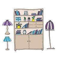 Shelf and lamps - design elements N2