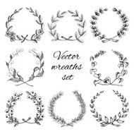 Hand drawn wreaths set