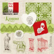 Scrapbook Design Elements - Vintage Italy doodle Set