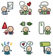 Little people finance and money concept icon set N2