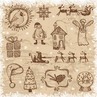 Vintage style hand-drawn Christmas set N11