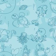 Seamless background - Marine animals