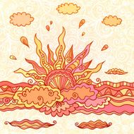 Ornate doodle rising sun vector illustration