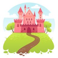 Cute cartoon vector medieval castle N2