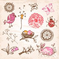 Spring doodle hand-drawn set