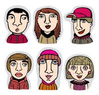 Vector illustration human cartoon faces