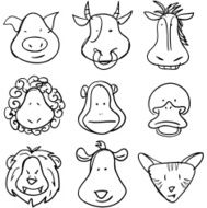 Cartoon animal head collection