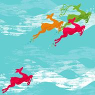 Christmas Reindeers on Turquoise Background