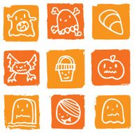 Halloween grunge block icon set