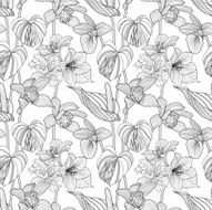 Seamless floral pattern Vector illustration with tropical flowers