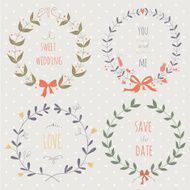 Hand drawn set of wedding wreaths N3