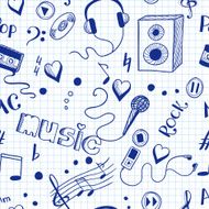Semless background with sketch music elements N4