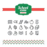 Set of hand drawn school icons