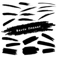Set of Hand Drawn Grunge Brush Smears N4