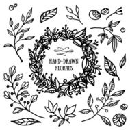 Hand-drawn set of floral elements N4