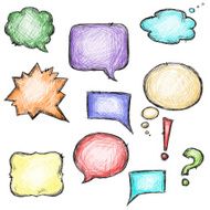 Set of colorful speech bubbles hand-drawn