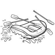Whitewater rafting action sketch